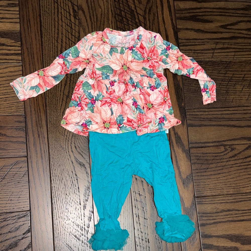 Posh Peanut Floral and Teal Kids Matching Set